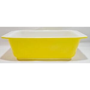 Vintage Pyrex 913 Loaf Cake Ovenware Pan 8½ x 4½ x 2½ Lemon Yellow White